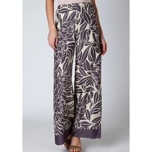 Leifnotes Anthropologie 12 Wide Leg Pants White Lotus Blooms Resort Lounge Beach